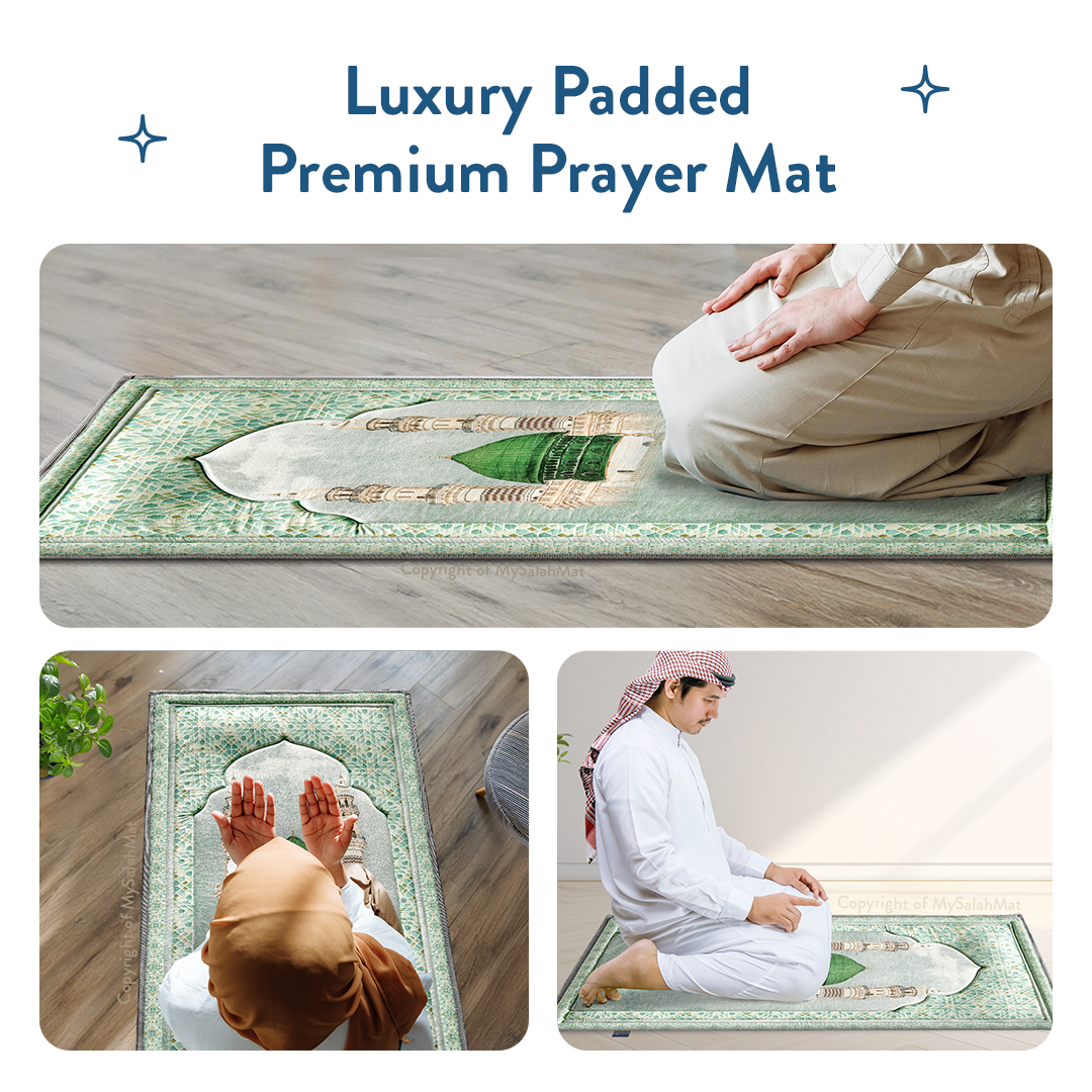 Adult Padded Prayer Mat Masjid An-Nabawi Design | Urban Rugs UK