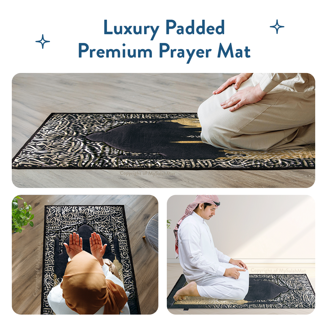 Dark Arabic Calligraphy Design prayer mat