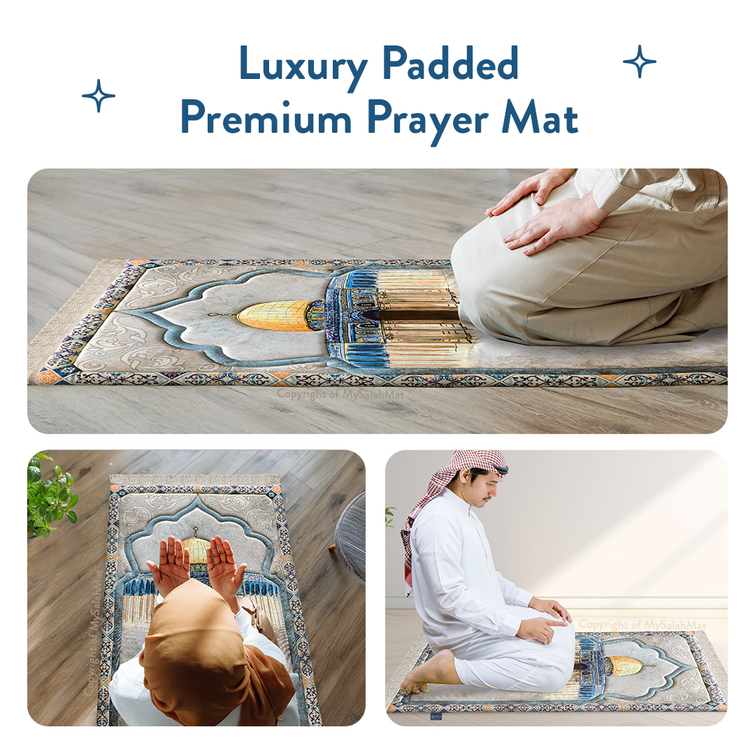 Adult Premium Padded Prayer Mat with Dome of the Rock Design | Urban Rugs UK