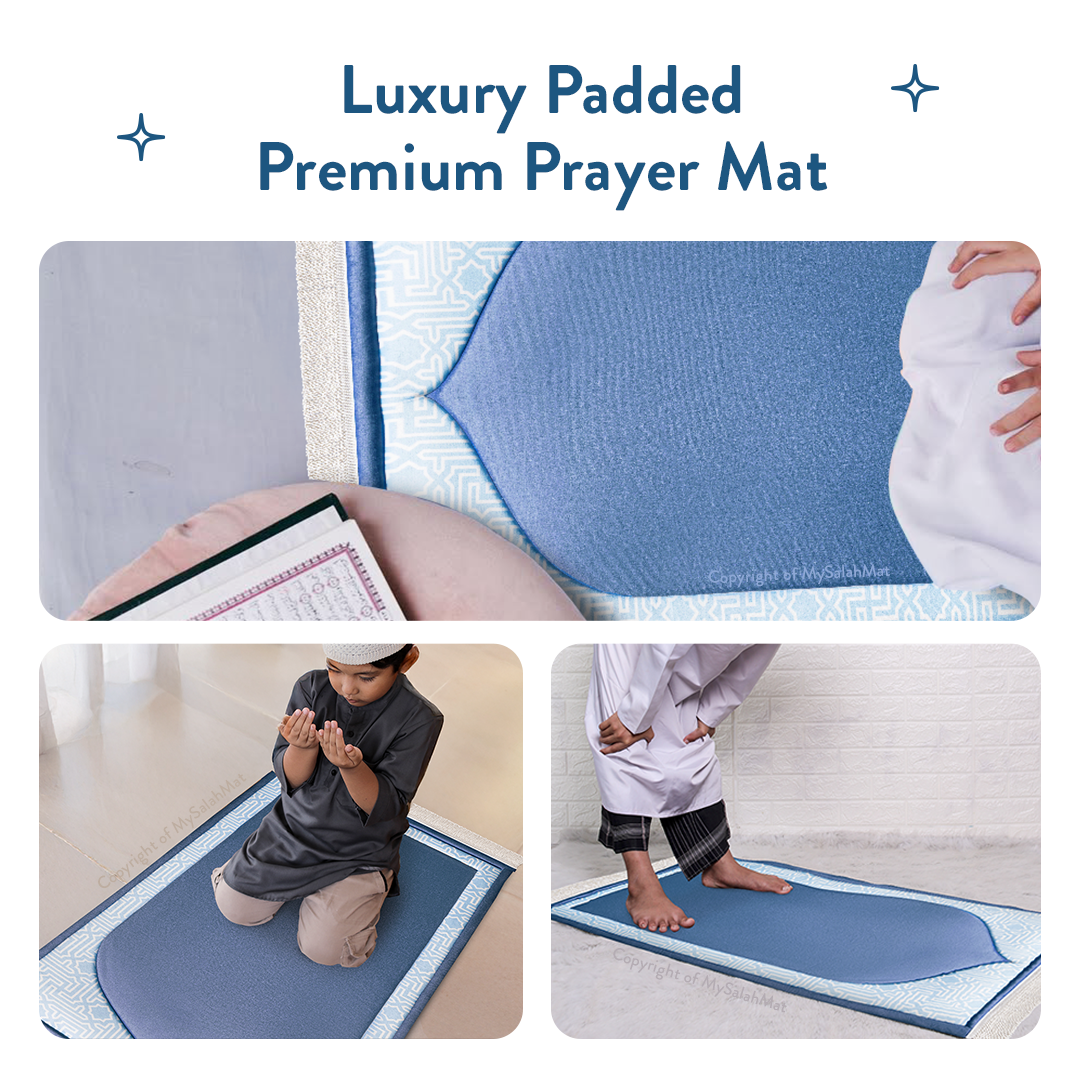 Kids Premium Padded Prayer Mat | Classic Blue Arch Design