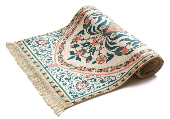 Adult Padded Prayer Mat | Teal and Coral Floral Design