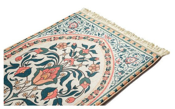 Adult Padded Prayer Mat | Teal and Coral Floral Design