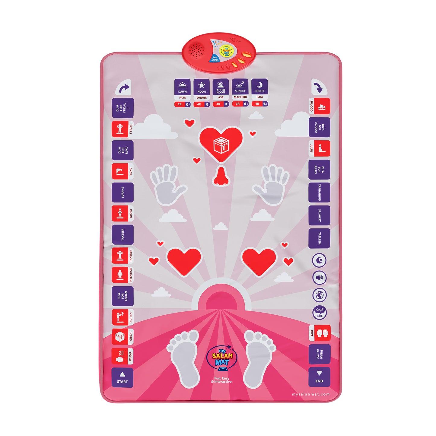 My Salah Mat Smart Interactive Kids Prayer Mat | Pink Version with Salah Translation