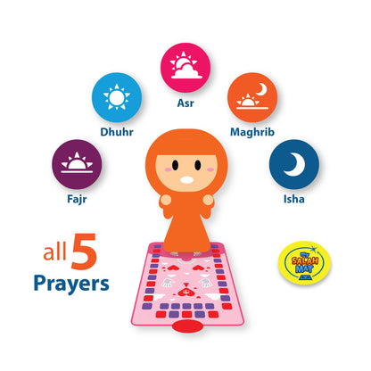 My Salah Mat Smart Interactive Kids Prayer Mat | Pink Version with Salah Translation