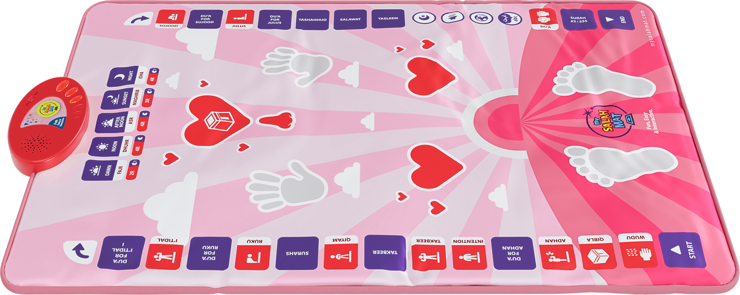 My Salah Mat Smart Interactive Kids Prayer Mat | Pink Version with Salah Translation