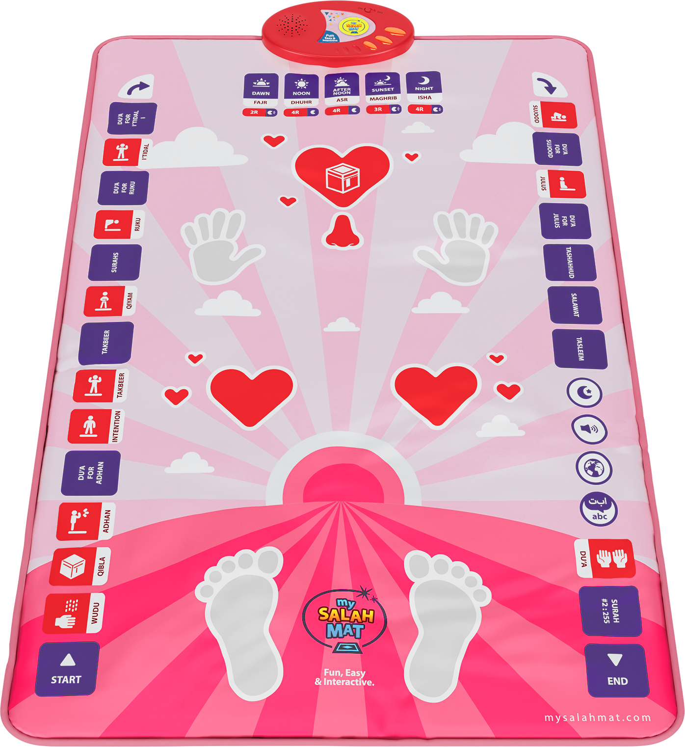 My Salah Mat Smart Interactive Kids Prayer Mat | Pink Version with Salah Translation