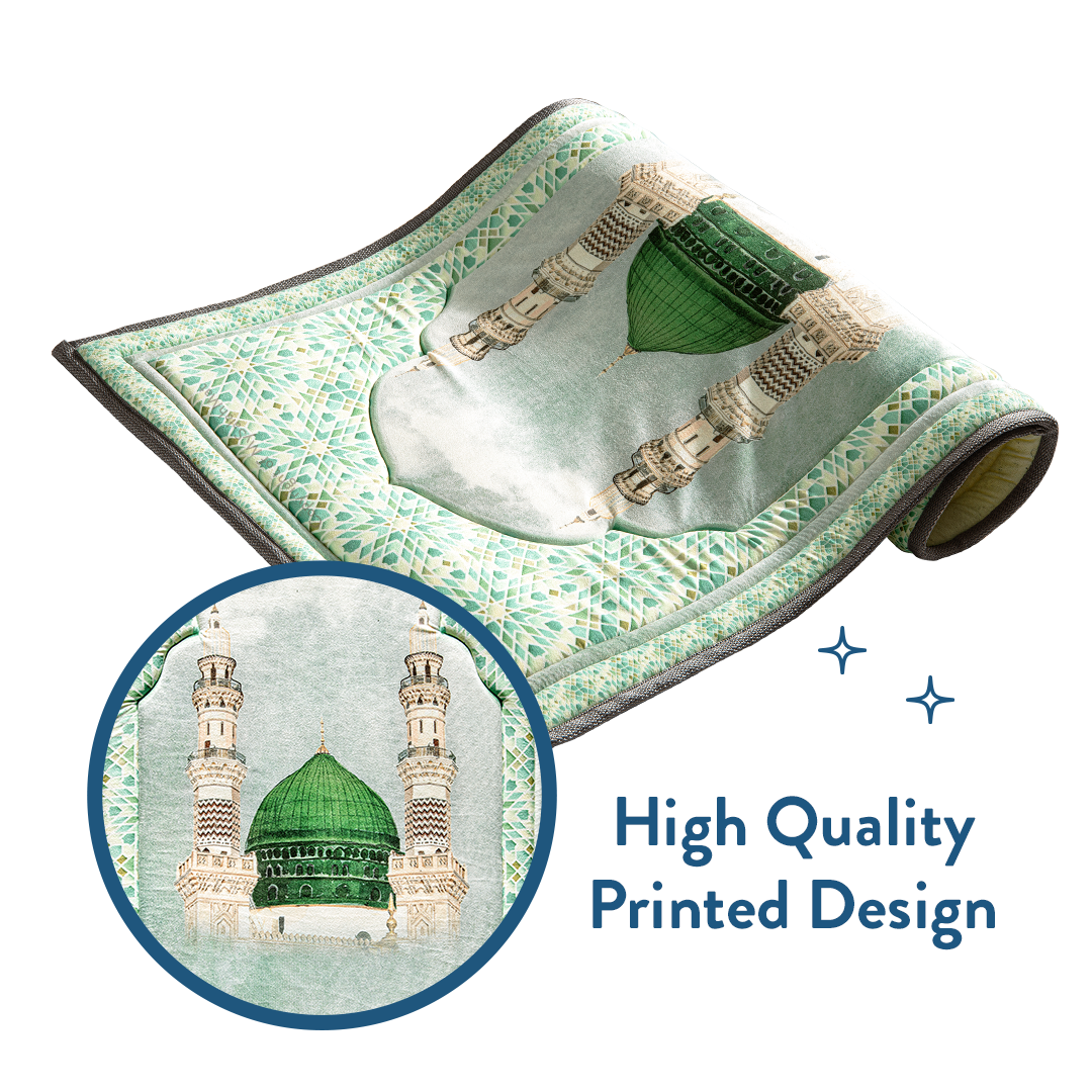 Adult Padded Prayer Mat Masjid An-Nabawi Design | Urban Rugs UK