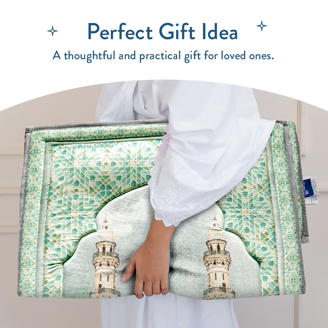 Adult Padded Prayer Mat Masjid An-Nabawi Design | Urban Rugs UK