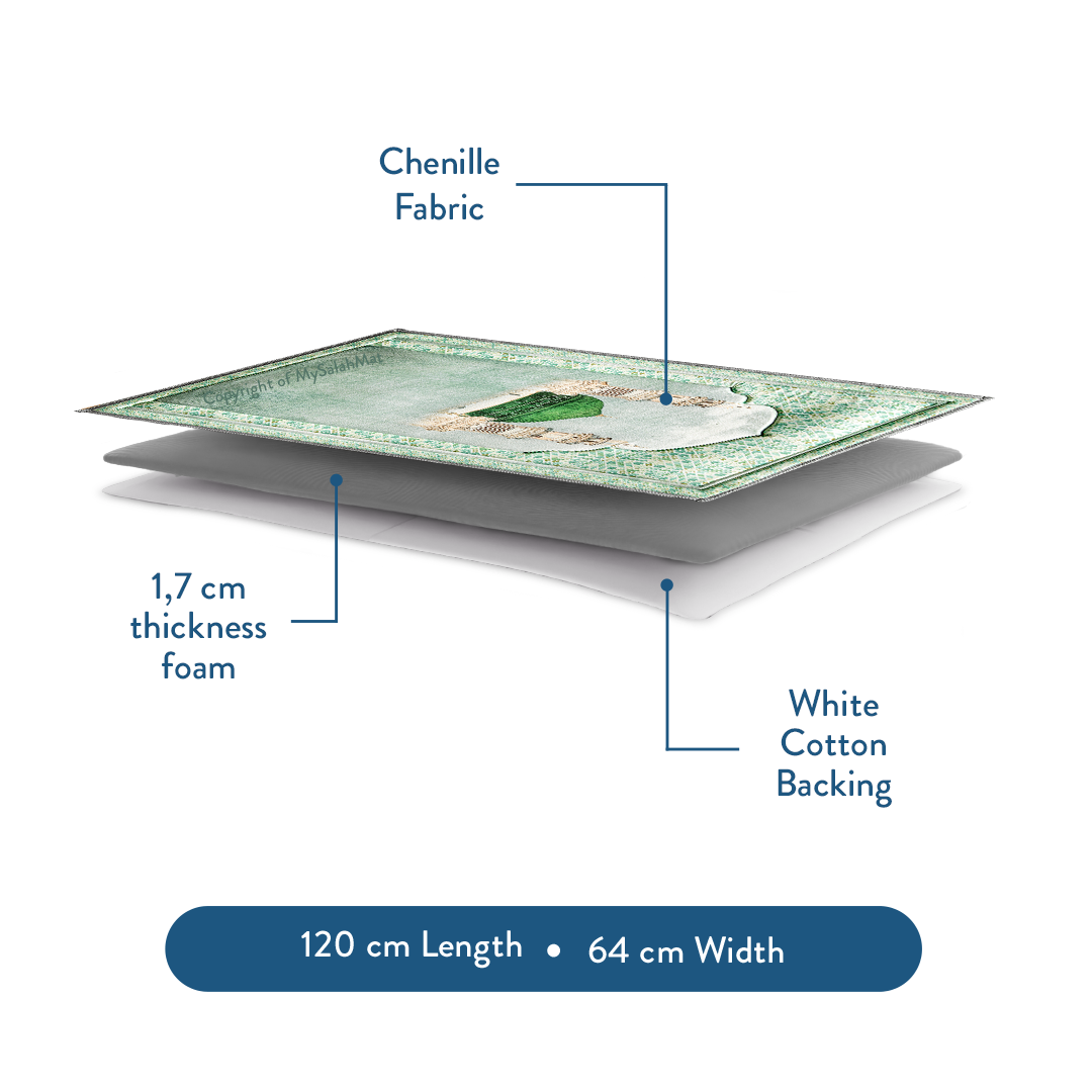 Adult Padded Prayer Mat Masjid An-Nabawi Design | Urban Rugs UK