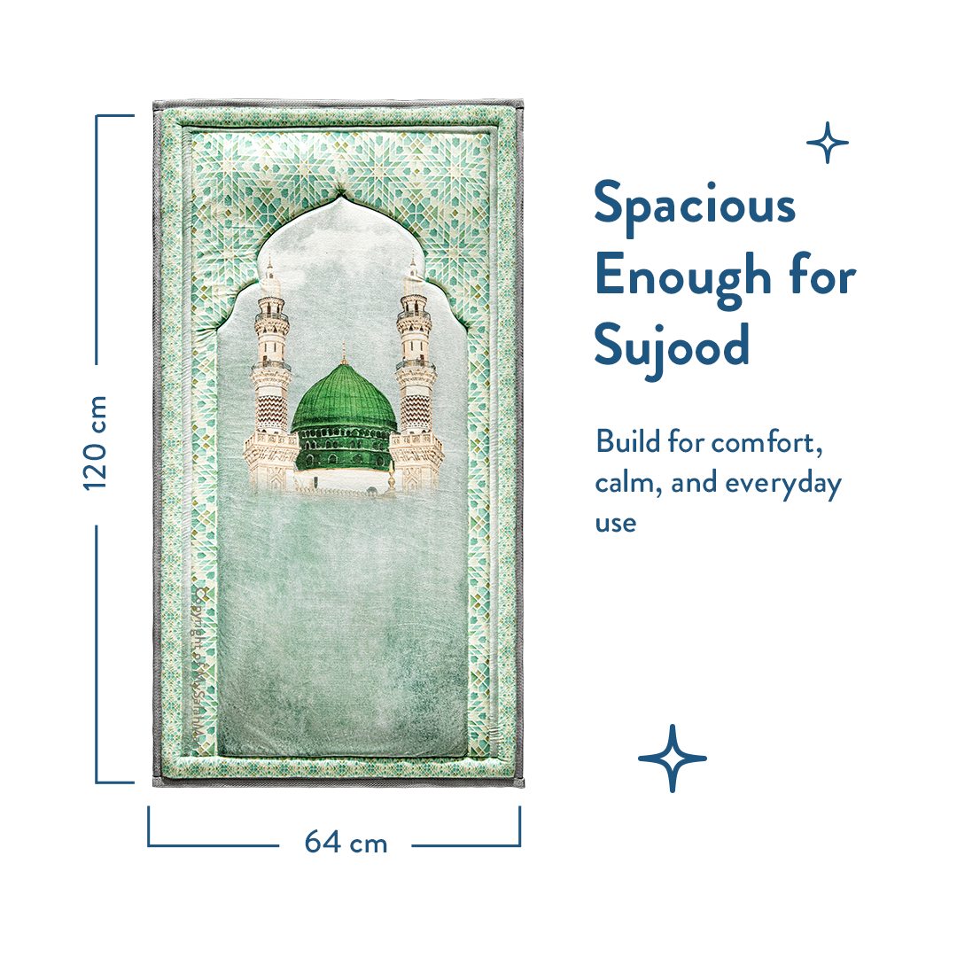 Adult Padded Prayer Mat Masjid An-Nabawi Design | Urban Rugs UK