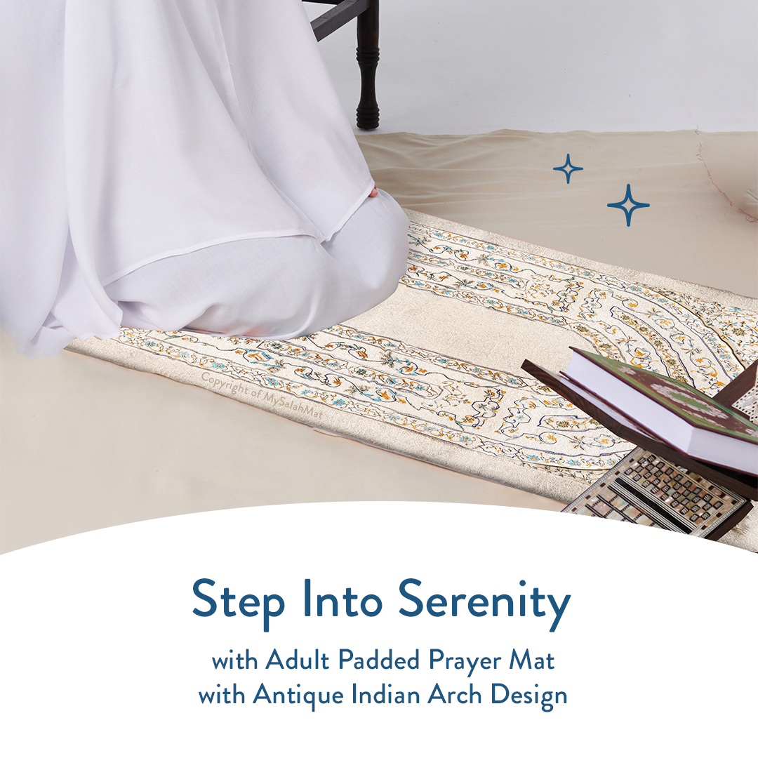 Adult Premium Padded Prayer Mat | Antique Indian Arch Design