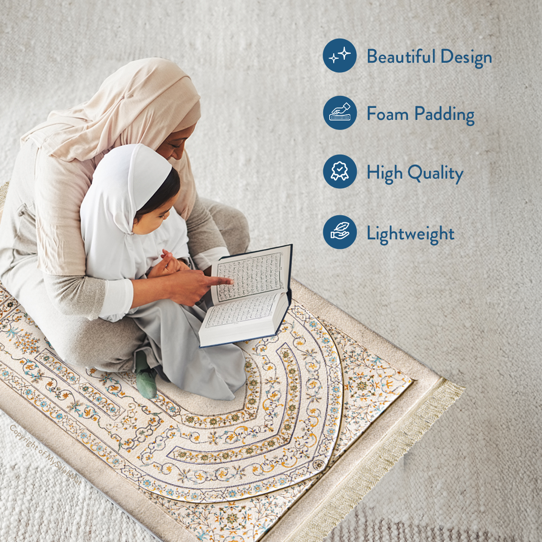 Adult Premium Padded Prayer Mat | Antique Indian Arch Design