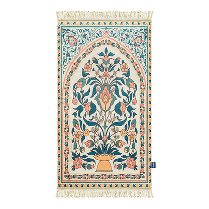 Adult Padded Prayer Mat | Teal and Coral Floral Design