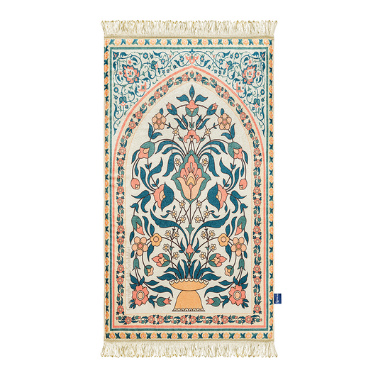 Adult Padded Prayer Mat | Teal and Coral Floral Design