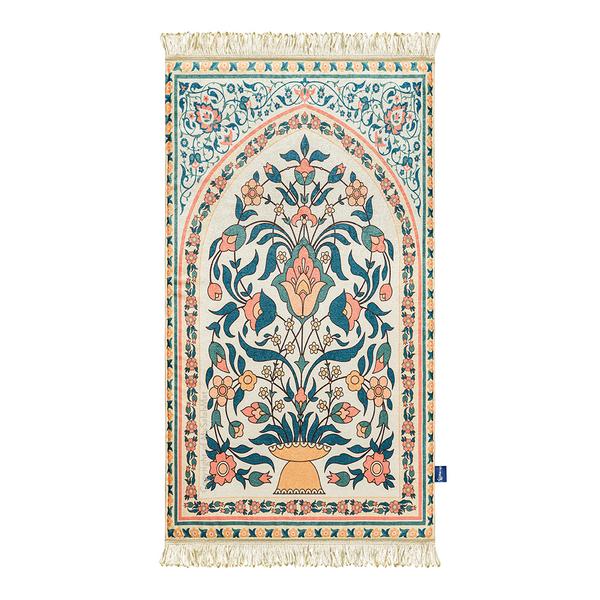 Adult Padded Prayer Mat | Teal and Coral Floral Design