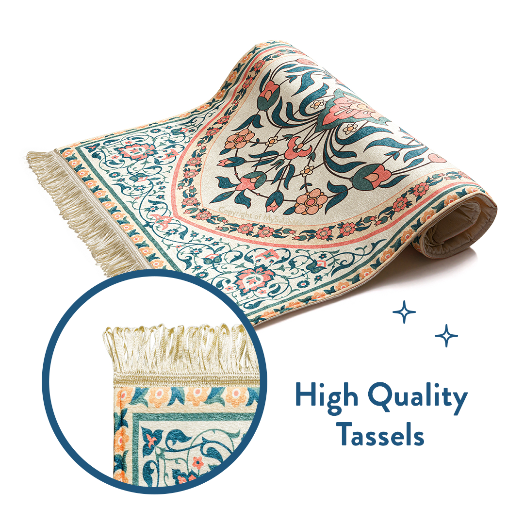 Adult Padded Prayer Mat | Teal and Coral Floral Design