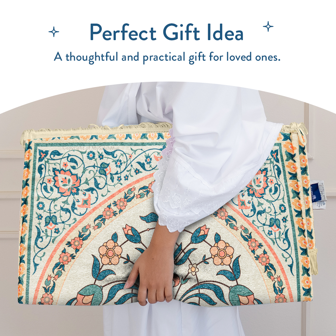 Adult Padded Prayer Mat | Teal and Coral Floral Design