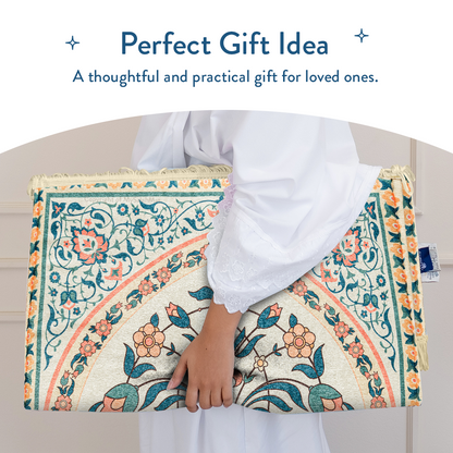 Adult Padded Prayer Mat | Teal and Coral Floral Design