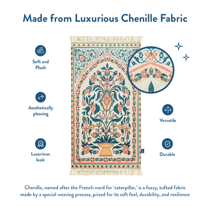 Adult Padded Prayer Mat | Teal and Coral Floral Design