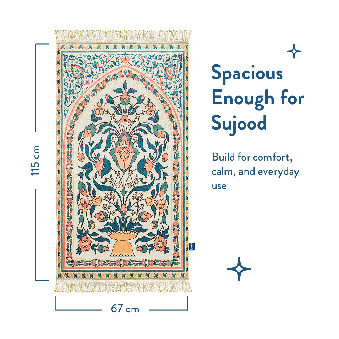 Adult Padded Prayer Mat | Teal and Coral Floral Design