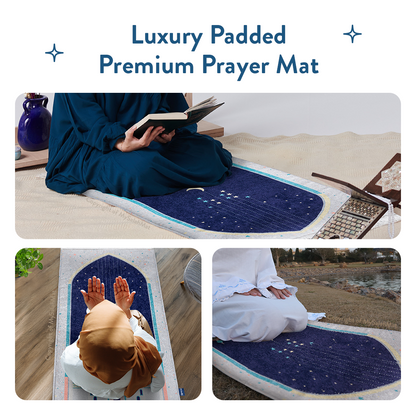 Adult Padded Prayer Mat | Blue Crescent Moon Design