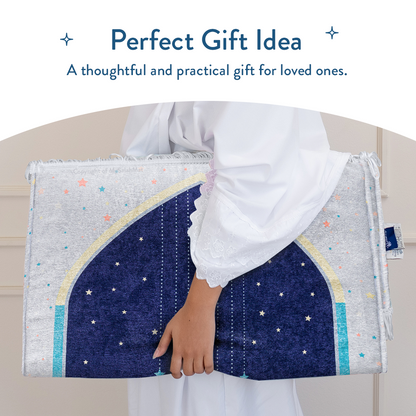 Adult Padded Prayer Mat | Blue Crescent Moon Design