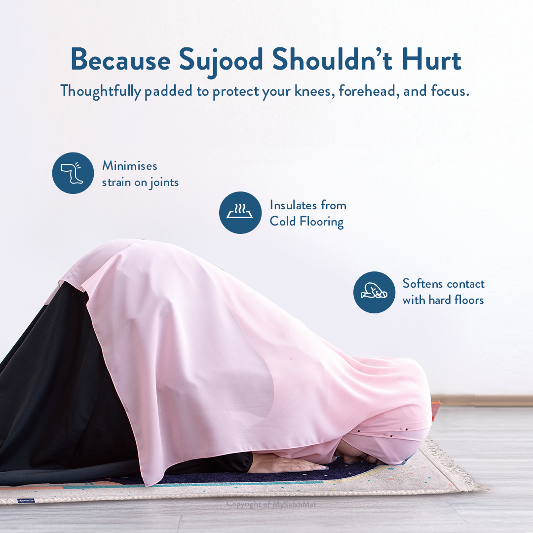 Adult Padded Prayer Mat | Blue Crescent Moon Design