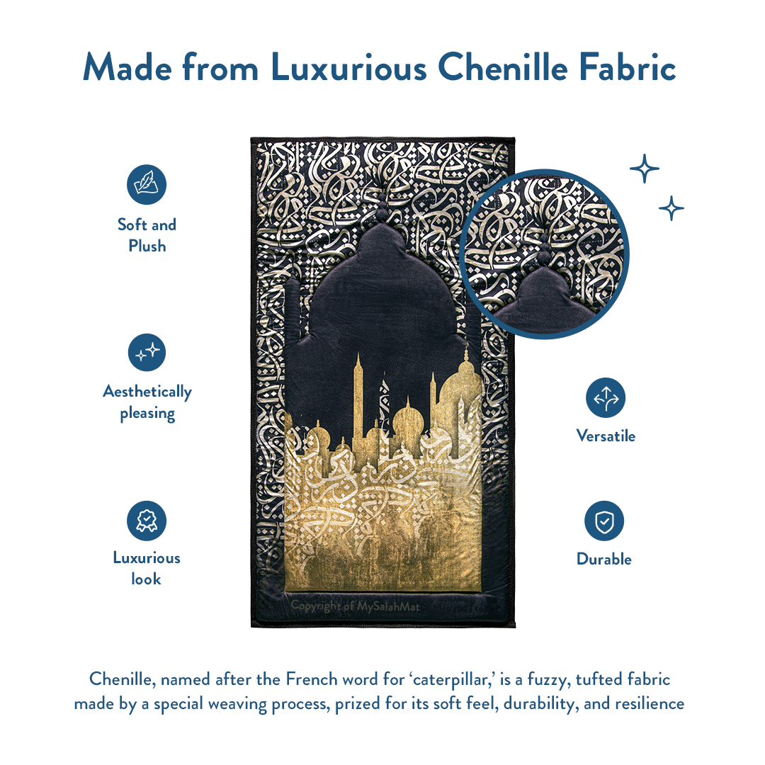 Dark Arabic Calligraphy Design prayer mat