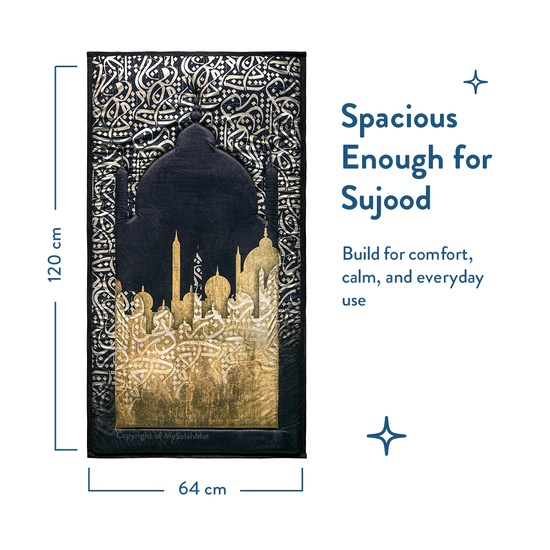 Dark Arabic Calligraphy Design prayer mat