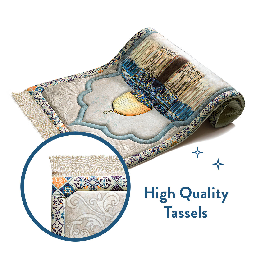 Adult Premium Padded Prayer Mat with Dome of the Rock Design | Urban Rugs UK