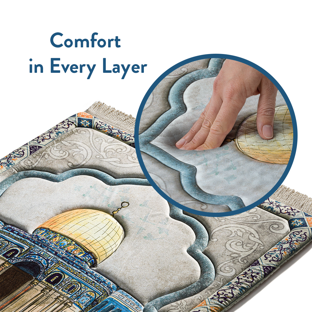 Adult Premium Padded Prayer Mat with Dome of the Rock Design | Urban Rugs UK