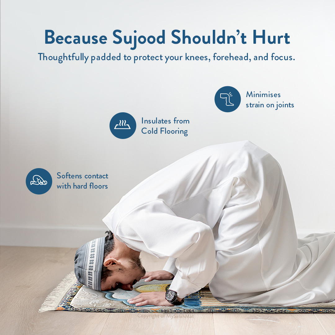 Adult Premium Padded Prayer Mat with Dome of the Rock Design | Urban Rugs UK
