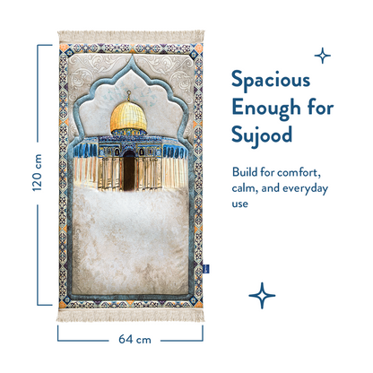 Adult Premium Padded Prayer Mat with Dome of the Rock Design | Urban Rugs UK