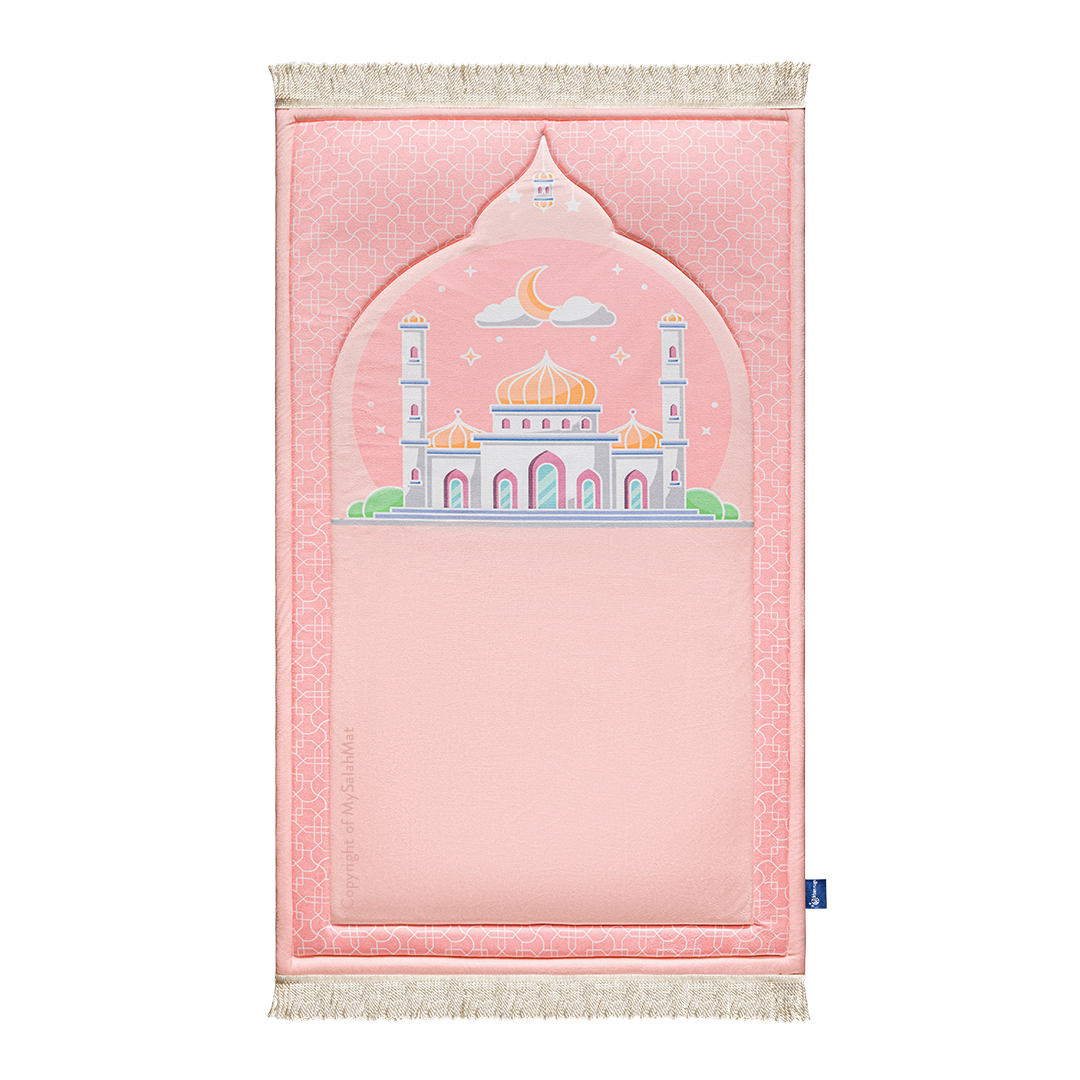 Kids Premium Padded Prayer Mat | Blush Pink Arch Design