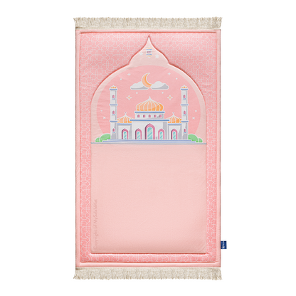 Kids Premium Padded Prayer Mat | Blush Pink Arch Design