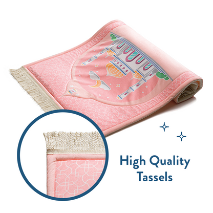 Kids Premium Padded Prayer Mat | Blush Pink Arch Design