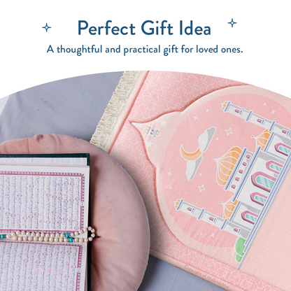 Kids Premium Padded Prayer Mat | Blush Pink Arch Design