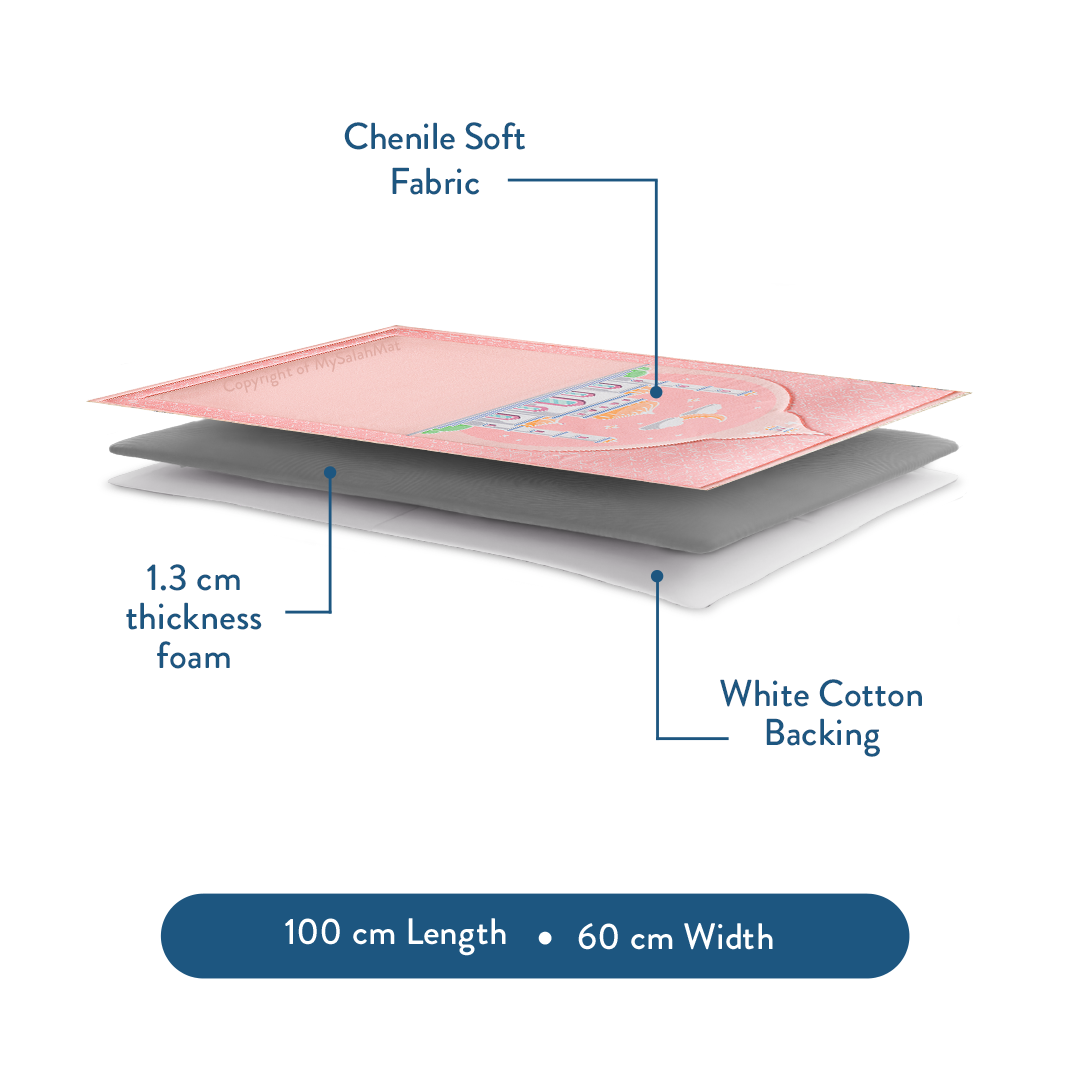 Kids Premium Padded Prayer Mat | Blush Pink Arch Design