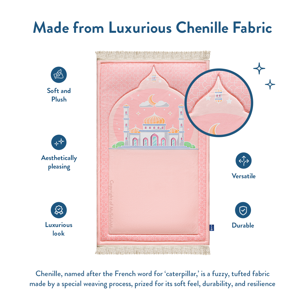 Kids Premium Padded Prayer Mat | Blush Pink Arch Design