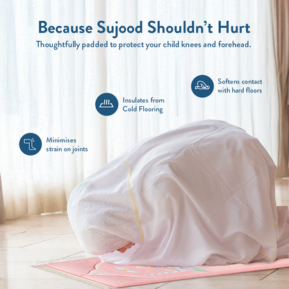 Kids Premium Padded Prayer Mat | Blush Pink Arch Design