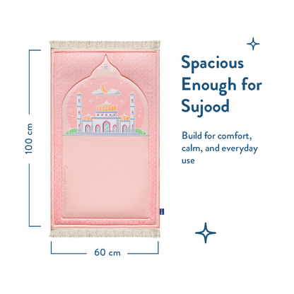 Kids Premium Padded Prayer Mat | Blush Pink Arch Design