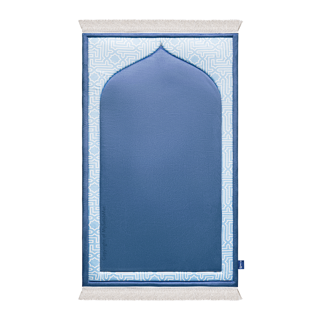 Kids Premium Padded Prayer Mat | Classic Blue Arch Design