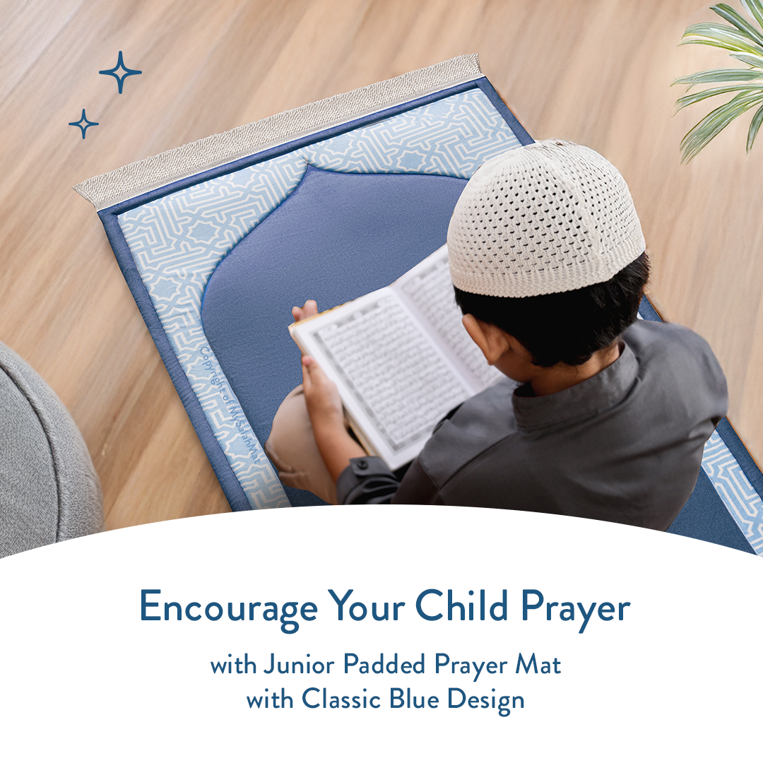Kids Premium Padded Prayer Mat | Classic Blue Arch Design