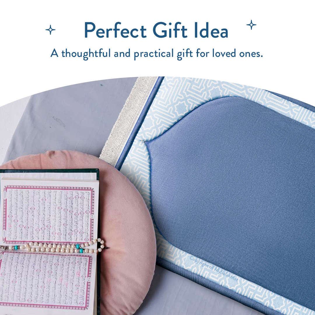 Kids Premium Padded Prayer Mat | Classic Blue Arch Design