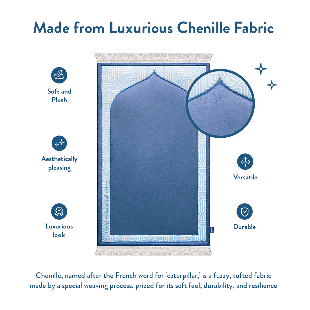 Kids Premium Padded Prayer Mat | Classic Blue Arch Design