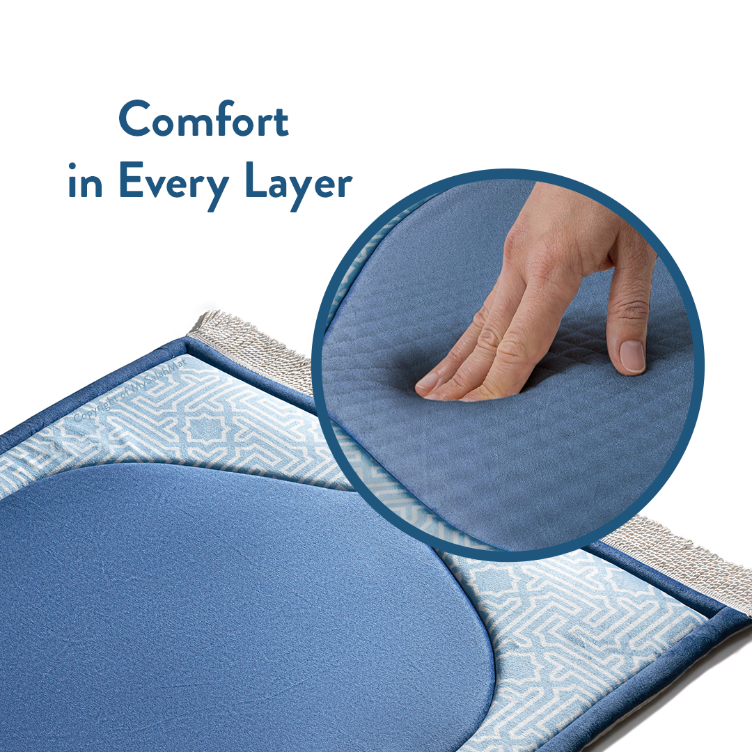 Kids Premium Padded Prayer Mat | Classic Blue Arch Design