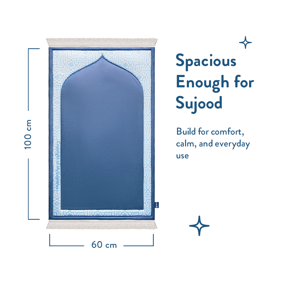 Kids Premium Padded Prayer Mat | Classic Blue Arch Design