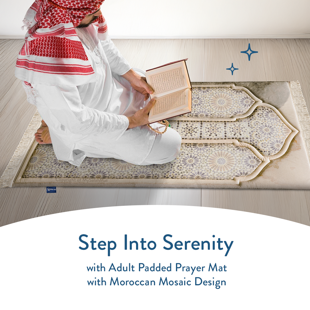 Adult Premium Padded Prayer Mat | Moroccan Mosaic Design