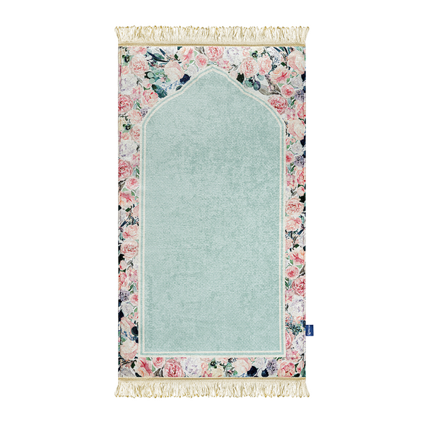 Adult Padded Prayer Mat | Soft Mint Floral Design