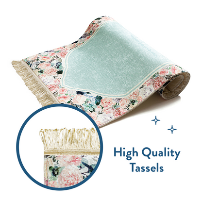 Adult Padded Prayer Mat | Soft Mint Floral Design
